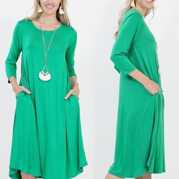kelly green midi dress